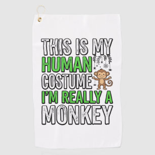 Funny Monkey Human Costume Halloween Shirt Design_ Golf Towel