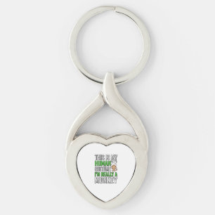 Funny Monkey Human Costume Halloween Shirt Design_ Key Ring
