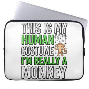 Funny Monkey Human Costume Halloween Shirt Design_ Laptop Sleeve