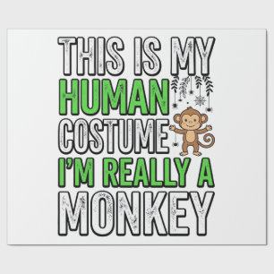 Funny Monkey Human Costume Halloween Shirt Design_ Wrapping Paper