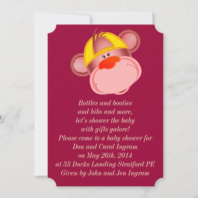 Funny Monkey invitation. Invitation (Front)