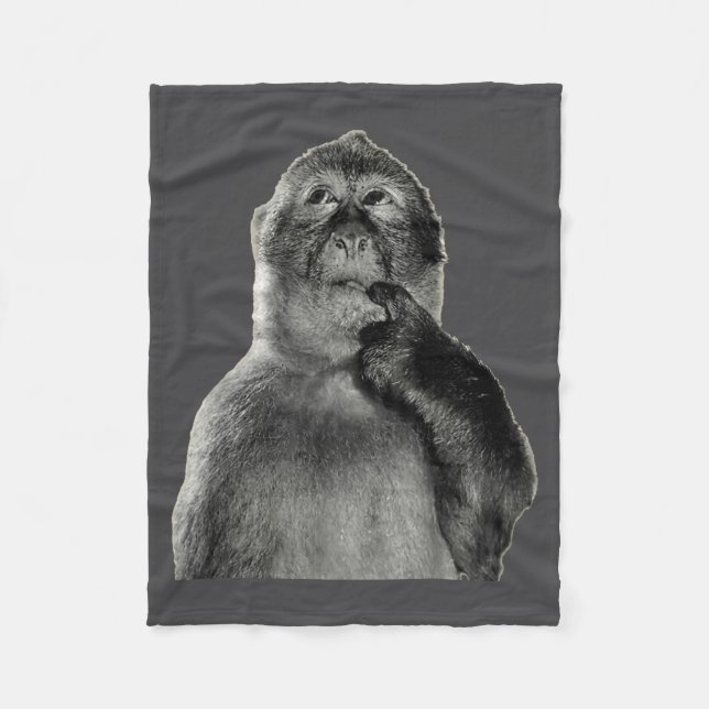 Funny Monkey Meme With Retro Odore Humor Art Style Fleece Blanket (Front)