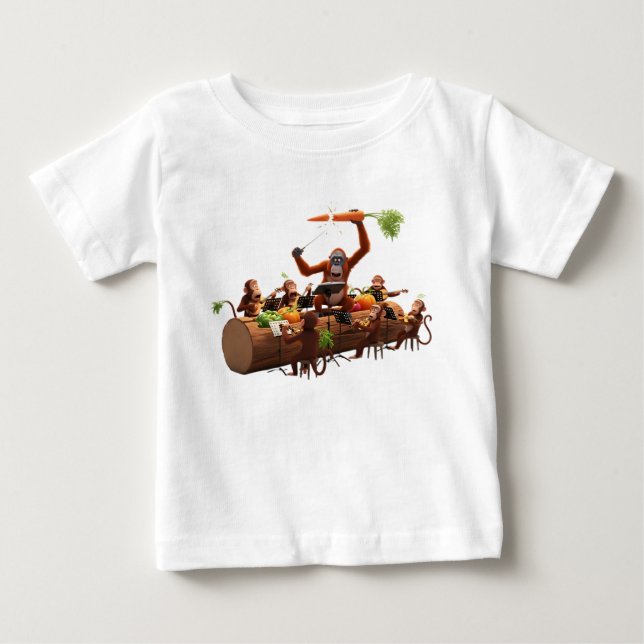 Funny Monkey Orchestra with Vegetable Instruments  Baby T-Shirt (Front)