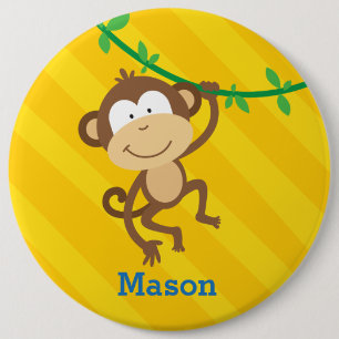 Funny Monkey Personalised Button