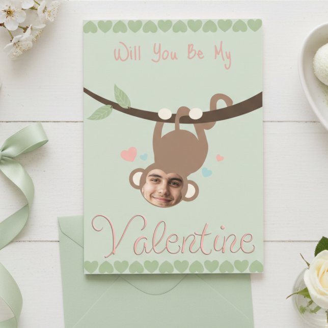 Funny Monkey Photo Valentine Card  (Funny and cute. Deliver your message in a fun way with your photo and your own words.)