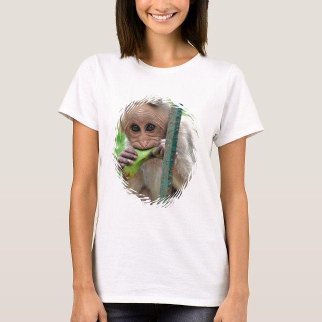 Funny Monkey Picture Ladies Fitted T-Shirt (Front)