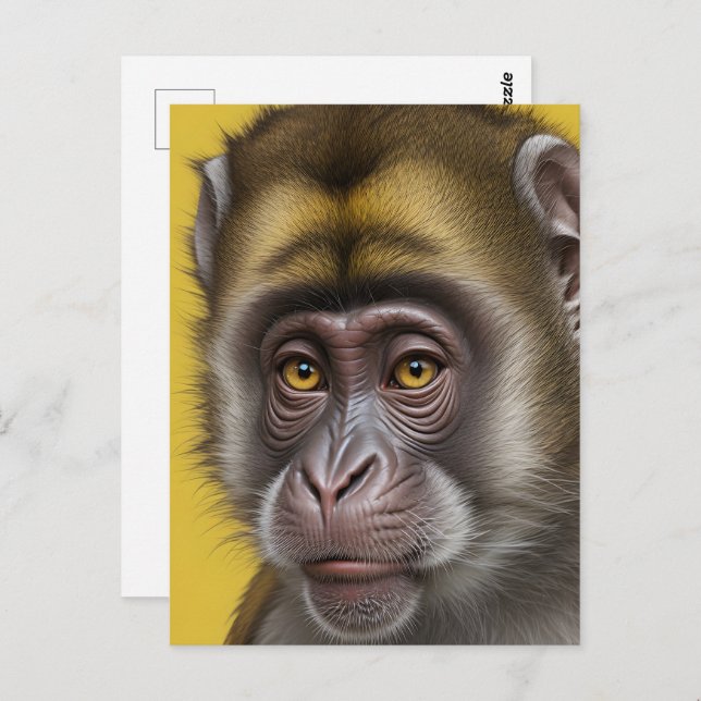 Funny monkey portrait postcard (Front/Back)