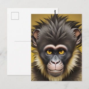Funny monkey portrait postcard