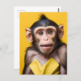 Funny monkey portrait postcard