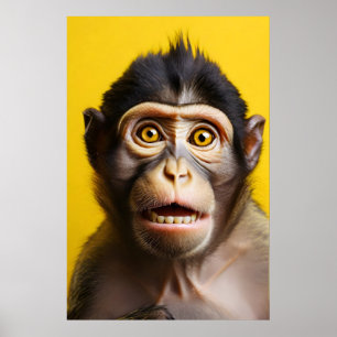 Funny monkey portrait poster