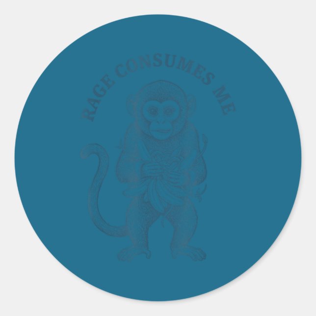 Funny monkey rage consumes me  classic round sticker (Front)