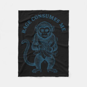 Funny monkey rage consumes me fleece blanket
