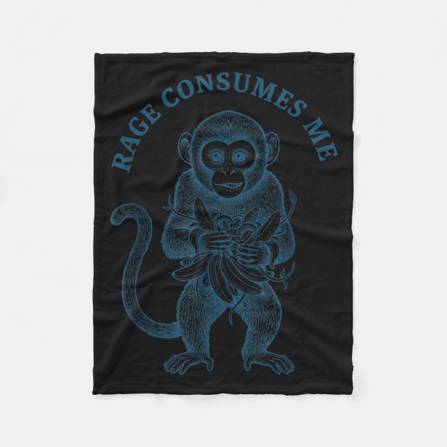 Funny monkey rage consumes me  fleece blanket (Front)