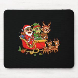 Funny Monkey Santa Reindeer Elf Christmas Womens M Mouse Pad