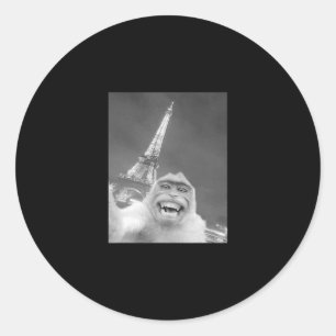 Funny Monkey Selfie Eiffel Tower In Paris Men Wome Classic Round Sticker