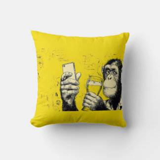Funny Monkey Selfie Illustration – Cool Chimpanzee Cushion
