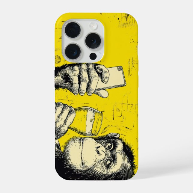 Funny Monkey Selfie Illustration – Cool Chimpanzee iPhone Case (Back)