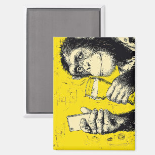 Funny Monkey Selfie Illustration – Cool Chimpanzee Magnet