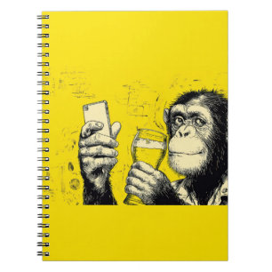 Funny Monkey Selfie Illustration – Cool Chimpanzee Notebook