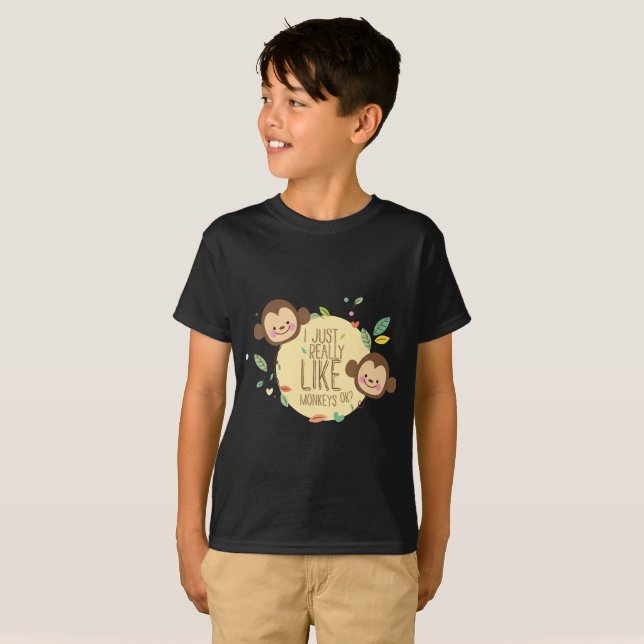 Funny Monkey Shirt I just really like monkeys ok? (Front Full)