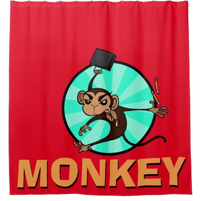 FUNNY MONKEY SHOWER CURTAIN (Front)