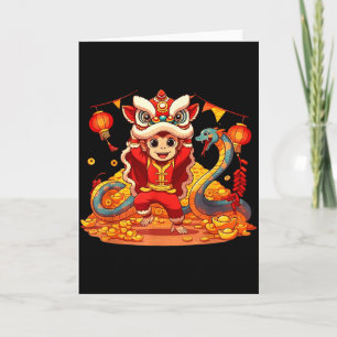 Funny Monkey Snake Chinese New Year 2025 Womens Me Card