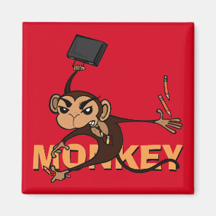 FUNNY MONKEY SQUARE MAGNET
