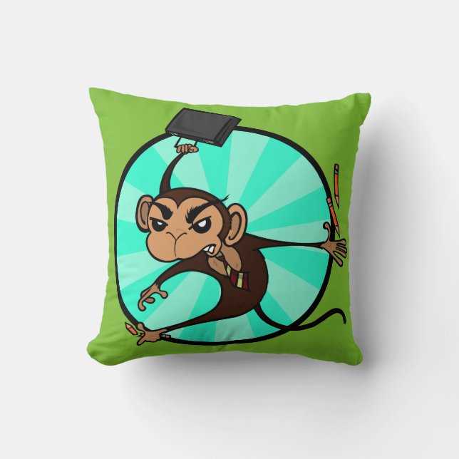 FUNNY MONKEY SQUARE THROW PILLOW (Front)