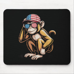 Funny Monkey Usa Flag Sungles Independence 4th Of Mouse Pad