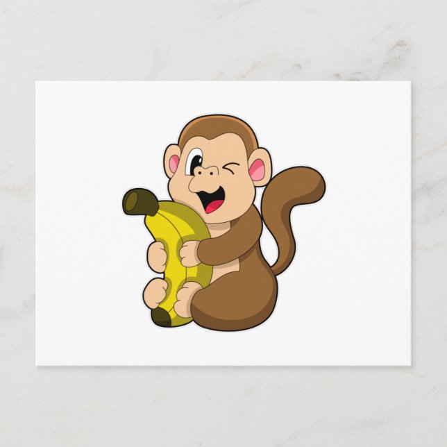 Funny Monkey with Banana Postcard (Front)