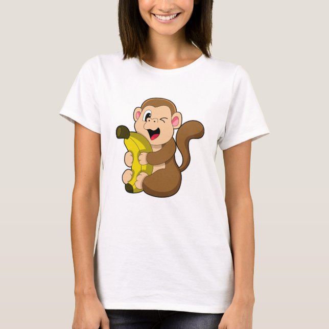 Funny Monkey with Banana T-Shirt (Front)