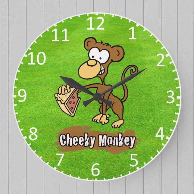 Funny Monkey with Cake Child's Large Clock (Creator Uploaded)