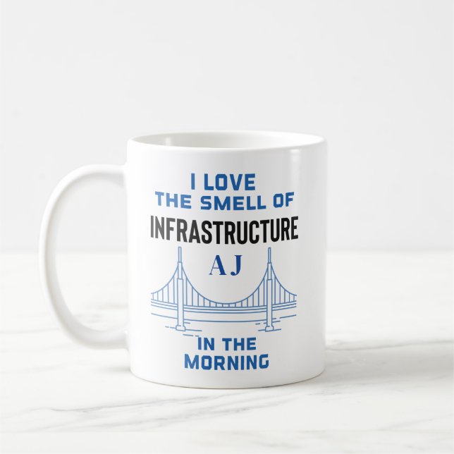 Funny Monogram Civil Engineering Bridge Engineer Coffee Mug (Left)