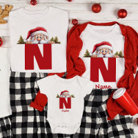 Funny Monogram Family Christmas Custom Red Santa
