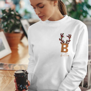 Funny Monogram Family Christmas Custom Reindeer Tri-Blend Shirt