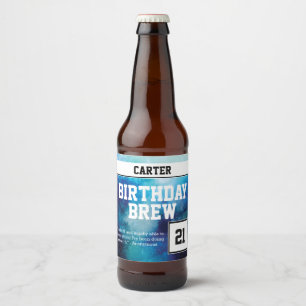 Funny Monogrammed 21 Happy Birthday Beer Bottle Label