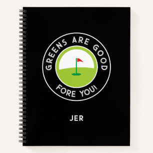 Funny Monogrammed Golf Log Game Day Progress Notebook
