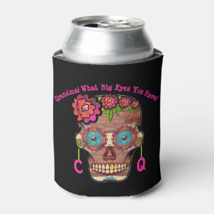 Funny Monogrammed Sugar Skull Can Cooler