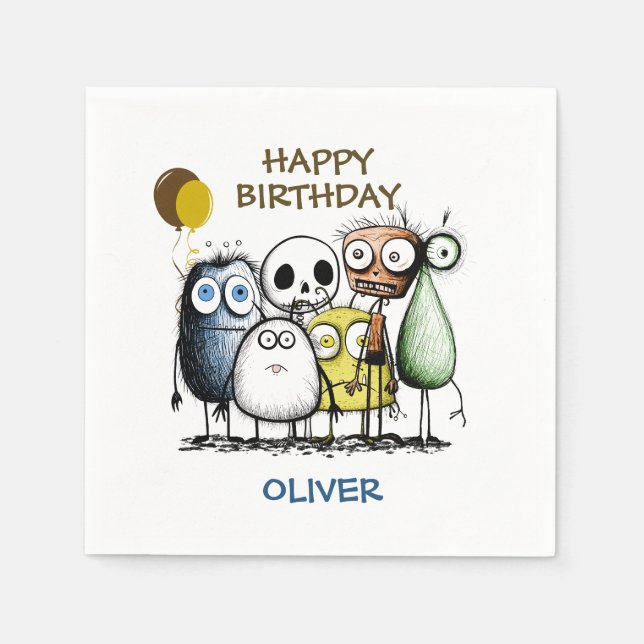 Funny Monster Birthday Napkin (Front)