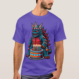 Funny Monster Birthday Party Kaiju Illustration gi T-Shirt