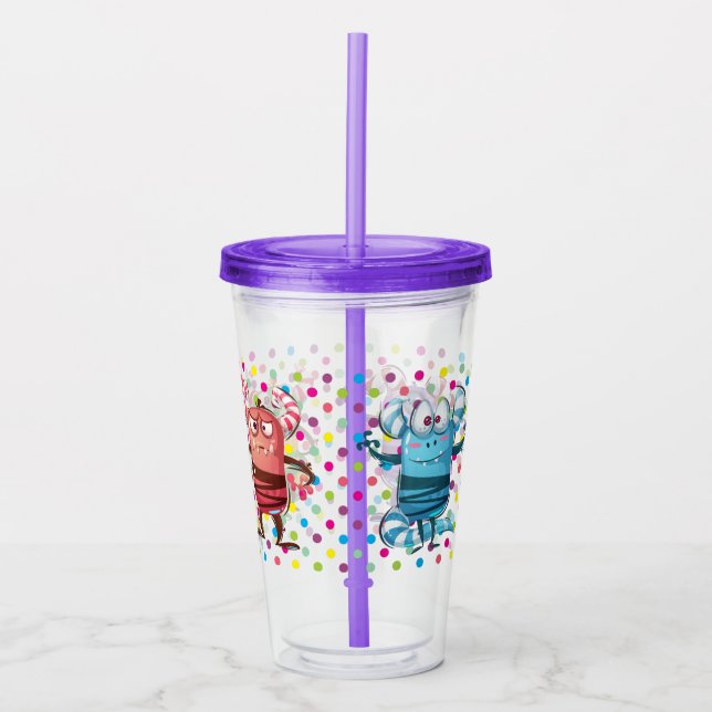 Funny Monster Cartoon Characters Acrylic Tumbler (Front)