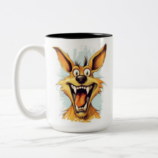 Funny Monster Dog: Bone Gnasher Two-Tone Coffee Mug (Left)