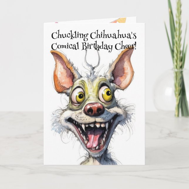 Funny Monster Dog: Chuckling Chihuahua Birthday  Thank You Card (Front)