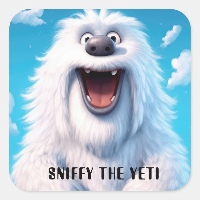 Funny Monster Dog: Sniffy the Yeti Square Sticker (Front)