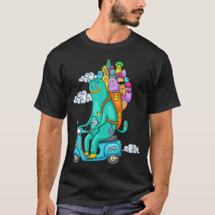 Funny Monster Doodle Riding Motorcycle T-Shirt