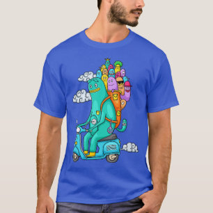 Funny Monster Doodle Riding Motorcycle T-Shirt