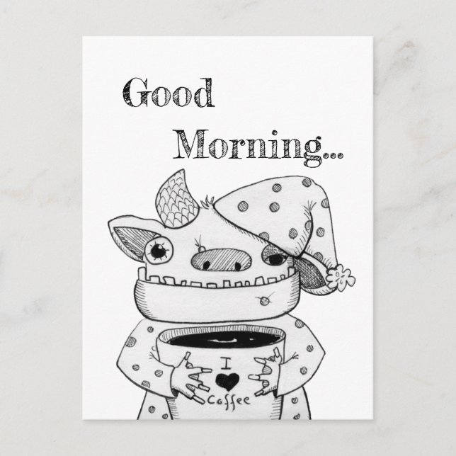 Funny Monster Drawing / Good Morning Postcard (Front)