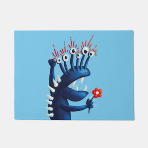 Funny Monster Flower Blue Kids Doormat