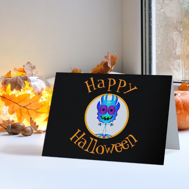 Funny, Monster, Halloween Card (Ok, here is a totally excellent cartoon monster Happy Halloween greeting card!)