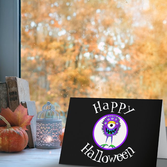 Funny, Monster, Halloween Card (Hey! Take a look at this most excellent cartoon monster Halloween greeting card!)